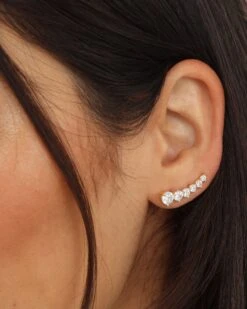 Not Your Basic Ear Crawler - Gold|White Diamondettes -Melinda Maria 05 05.15.24 Ecomm 00053