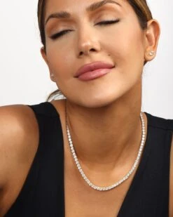 Grand Heiress Tennis Necklace - Gold|White Diamondettes -Melinda Maria 09 12 20231053