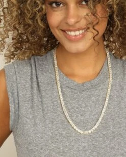 The Queen's Tennis Necklace - Gold|White Diamondettes -Melinda Maria 10 05 20231257