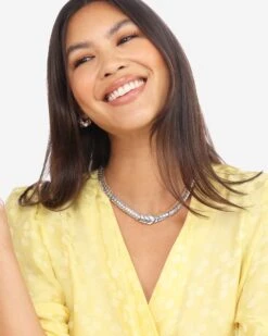 Serpent Herringbone Collar - Silver -Melinda Maria 215 05.15.24 Ecomm 0298