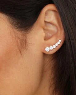 Not Your Basic Ear Crawler - Silver|White Diamondettes -Melinda Maria 21 05.15.24 Ecomm 00213