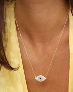 Blue Evil Eye Necklace - Gold|White Diamondettes -Melinda Maria 72 05.15.24 Ecomm 00712