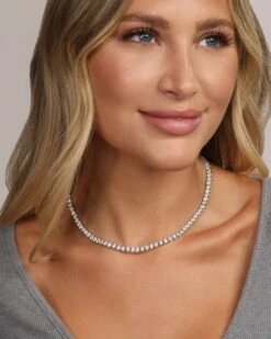 Grand Heiress Tennis Necklace - Silver|White Diamondettes -Melinda Maria 8 16 20232037 v2