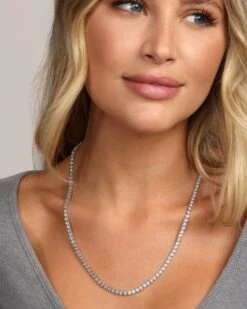 Baroness Tennis Necklace - Silver|White Diamondettes 13 Baroness Tennis Necklace - Silver|White Diamondettes -Melinda Maria 8 16 20232111 v2copy