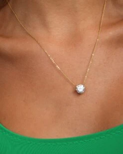 The Monarch Round Cut Necklace - Gold|White Diamondettes -Melinda Maria 8 16 20232214