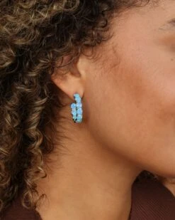 "Oh She Fancy" Hoops 1" - Silver|Blue Opal -Melinda Maria 8 24 233274 V4 55e14345 461a 405e a787 fa36532e42be