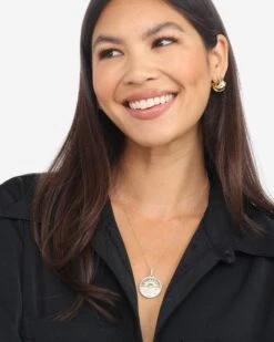 New Beginnings Medallion Necklace - Gold|White Diamondettes -Melinda Maria 81 05.15.24 Ecomm 0081