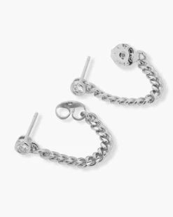 Baby Julian Soft Chain Hoops - Silver|White Diamondettes -Melinda Maria BABYCHAIN CZEARRINGS JE5041 P S V2