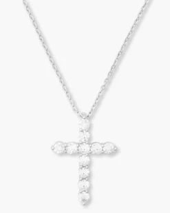 "Oh She Fancy" Cross Pendant - Silver|White Diamondettes