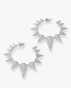 Mama Gabriella Pavé Spiked Hoops - Silver|White Diamondettes -Melinda Maria BIGHOOPGABRIELAH SILVER V2