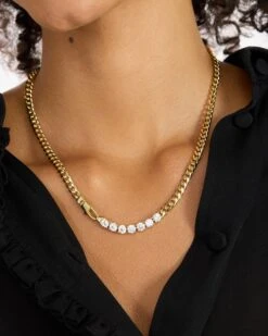 Baby Julian Loves Diamonds Necklace - Gold|White Diamondettes -Melinda Maria BabyJulianLovesDiamondsNecklace18 N6397 G WTCZ 18 E V1