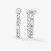 Baby Julian Triple Diamond Soft Chain Hoops - Silver|White Diamondettes -Melinda Maria BabyJulianTripleDiamondSoftChainHoops E7150 S WTCZ P V1 Earring 1