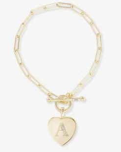 Baby Love Letters Charm Bracelet - Gold|White Diamondettes