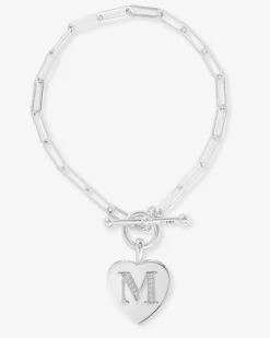 Baby Love Letters Charm Bracelet - Silver|White Diamondettes -Melinda Maria BabyLoveLettersCharmBracelet B1457 S WTCZ6.5 M P V1