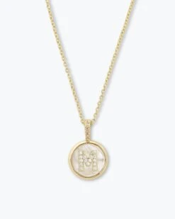 Baby Love Letters Medallion Necklace - Gold|White Diamondettes -Melinda Maria BabyLoveLettersMedallionNecklace M GOLD