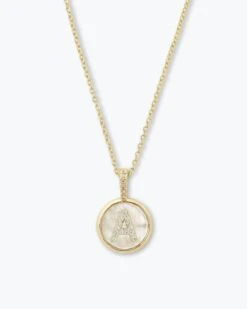 Baby Love Letters Medallion Necklace - Gold|White Diamondettes