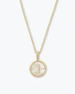 Baby Love Letters Medallion Necklace - Gold|White Diamondettes -Melinda Maria BabyLoveLettersMedallionNecklace N6354 P G J v1