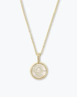Baby Love Letters Medallion Necklace - Gold|White Diamondettes -Melinda Maria BabyLoveLettersMedallionNecklace N6354 P G Q v1