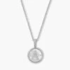 Baby Love Letters Medallion Necklace - Silver|White Diamondettes
