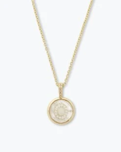 Baby Love Letters Medallion Necklace - Gold|White Diamondettes -Melinda Maria BabyLoveLettersMedallionNecklace O GOLD