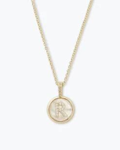 Baby Love Letters Medallion Necklace - Gold|White Diamondettes -Melinda Maria BabyLoveLettersMedallionNecklace R GOLD