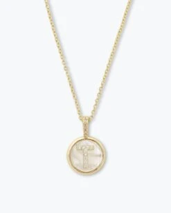 Baby Love Letters Medallion Necklace - Gold|White Diamondettes -Melinda Maria BabyLoveLettersMedallionNecklace T GOLD