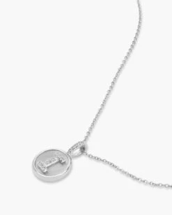 Baby Love Letters Medallion Necklace - Silver|White Diamondettes -Melinda Maria BabyLoveLettersMedallionNecklace i N6354 P S v2