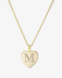 Baby Love Letters Pendant Necklace - Gold|White Diamondettes -Melinda Maria BabyLoveLettersPendantNecklace N6415 G WTCZ M P V1