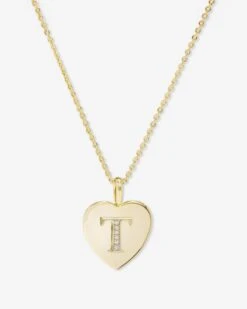 Baby Love Letters Pendant Necklace - Gold|White Diamondettes -Melinda Maria BabyLoveLettersPendantNecklace N6415 G WTCZ T P V1