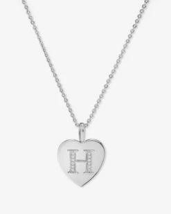 Baby Love Letters Pendant Necklace - Silver|White Diamondettes -Melinda Maria BabyLoveLettersPendantNecklace N6415 S WTCZ H P V1