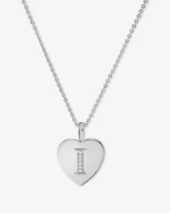 Baby Love Letters Pendant Necklace - Silver|White Diamondettes -Melinda Maria BabyLoveLettersPendantNecklace N6415 S WTCZ I P V1