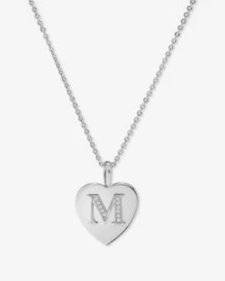 Baby Love Letters Pendant Necklace - Silver|White Diamondettes -Melinda Maria BabyLoveLettersPendantNecklace N6415 S WTCZ M P V1