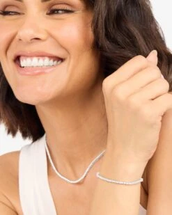 Baby Not Your Basic Tennis Bracelet - Silver|White Diamondettes -Melinda Maria BabyNotYourBasicTennisBracelet B1388 S WTCZ E 1