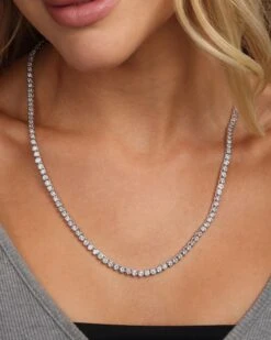Baroness Tennis Necklace - Silver|White Diamondettes 10 Baroness Tennis Necklace - Silver|White Diamondettes -Melinda Maria BaronessNecklace21.5 GWT E 8 16 20232109 v2 CR2 OPT bb150777 2f17 40c2 b10f c261cb84a04b