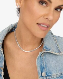 Baroness Tennis Necklace - Silver|White Diamondettes 12 Baroness Tennis Necklace - Silver|White Diamondettes -Melinda Maria BaronessTennisNecklace15 MM N4801 S WTCZ2618
