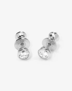 Baroness 4mm Studs - Silver|White Diamondettes -Melinda Maria Baroness 4mm Studs E7106 S WT P V2