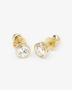 Baroness 6mm Studs - Gold|White Diamondettes -Melinda Maria Baroness 6mm Studs E7107 G WT P V2