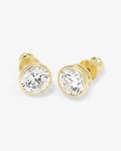 Baroness 8mm Studs - Gold|White Diamondettes -Melinda Maria Baroness 8mm Studs E7108 G WT P V2