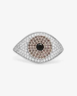Black Evil Eye Ring - Silver|Black Diamondettes