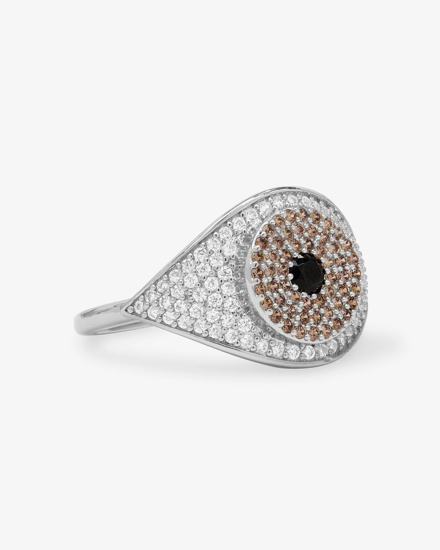 Black Evil Eye Ring - Silver|Black Diamondettes 5 Black Evil Eye Ring - Silver|Black Diamondettes - Image 3