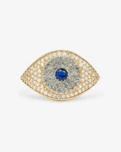 Blue Evil Eye Ring - Gold|White Diamondettes