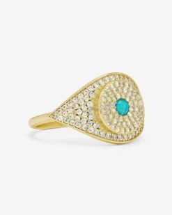 Blue Opal Evil Eye Ring - Gold|Blue Opal -Melinda Maria BlueOpalEvilEyeRing R6119 G BOP P V2