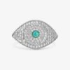 Blue Opal Evil Eye Ring - Silver|Blue Opal