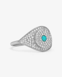Blue Opal Evil Eye Ring - Silver|Blue Opal -Melinda Maria BlueOpalEvilEyeRing R6119 S BOP P V2