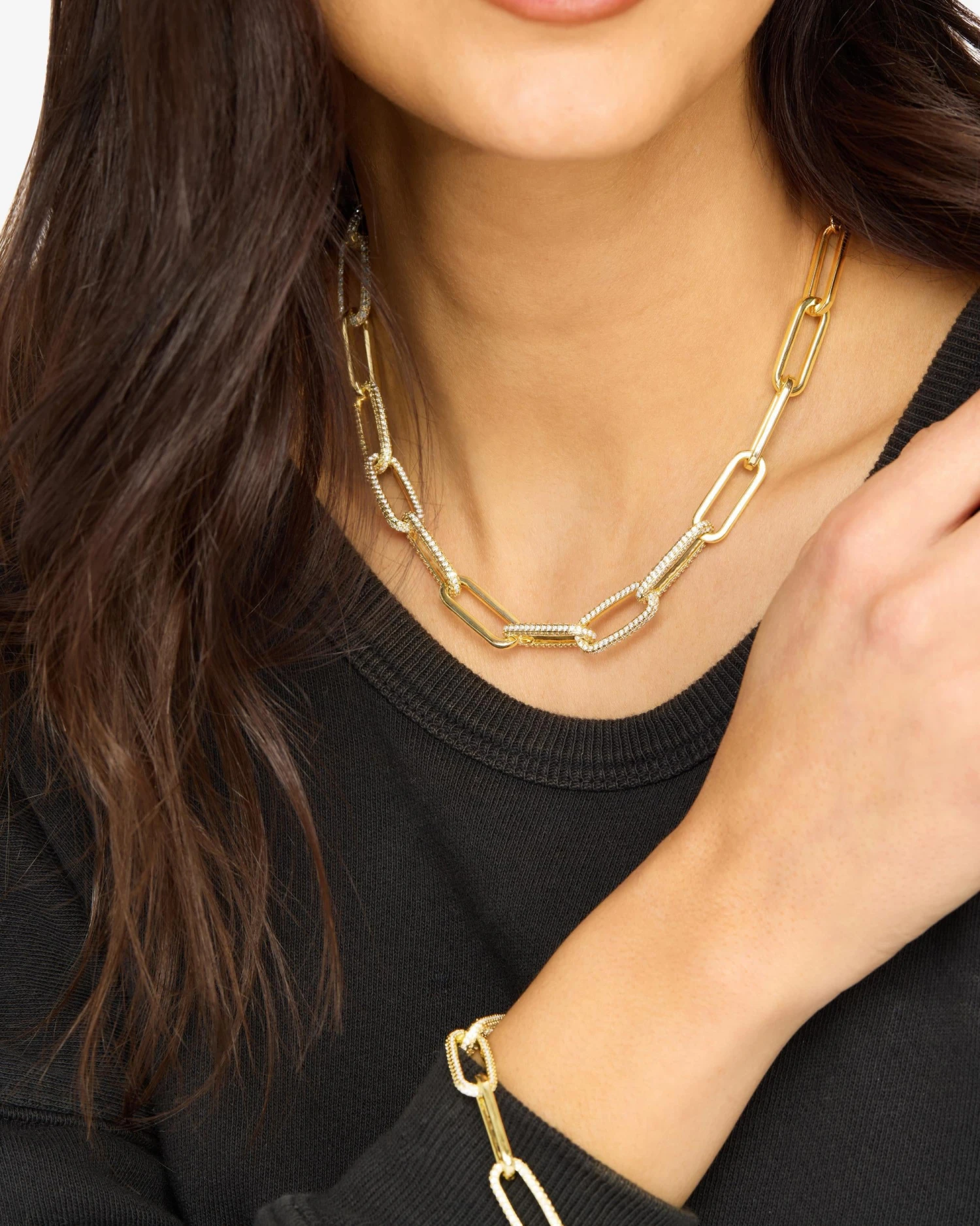 Carrie Pavé Chain Necklace - Gold|White Diamondettes 6 Carrie Pavé Chain Necklace - Gold|White Diamondettes - Image 4