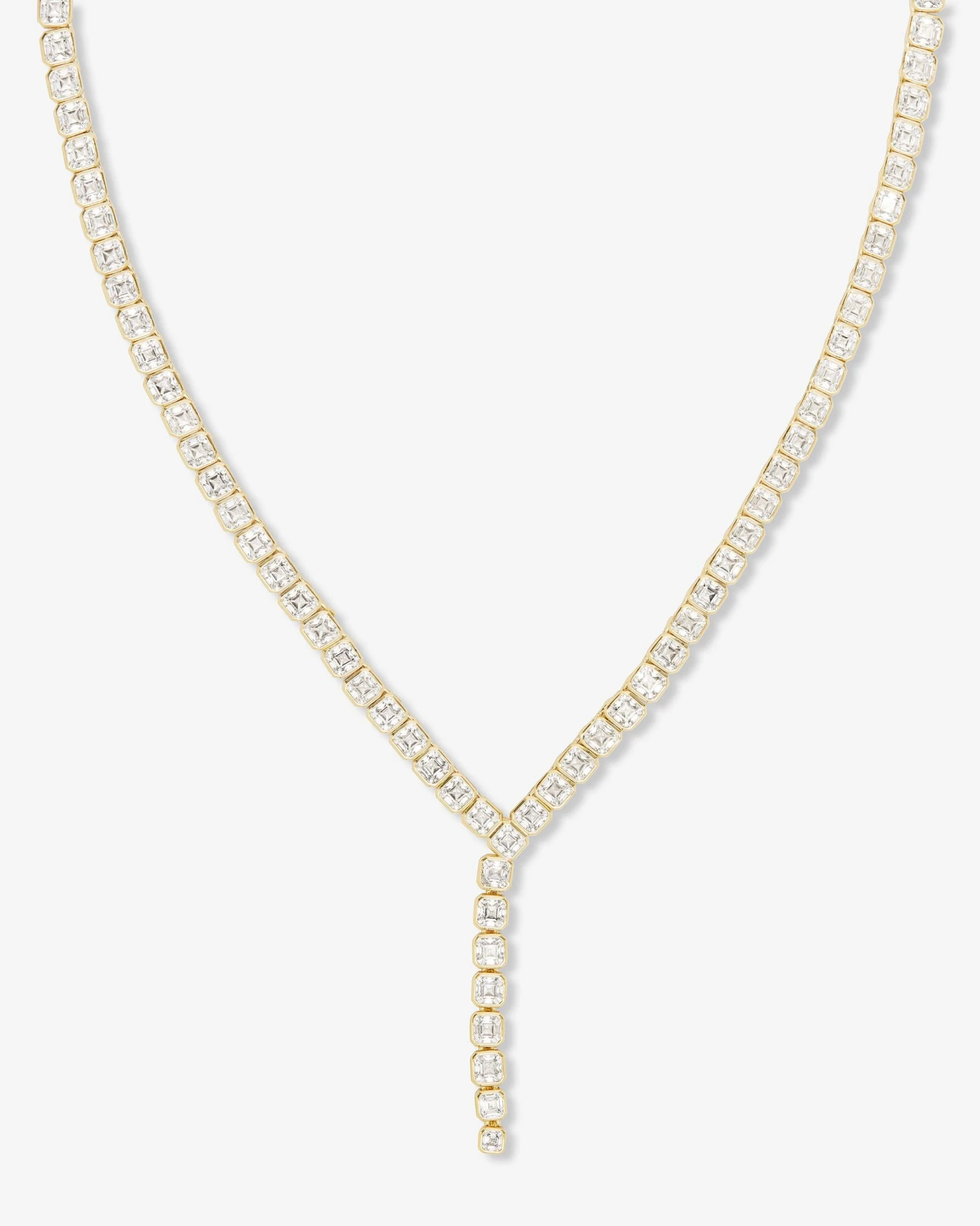 Duchess Lariat Tennis Necklace - Gold|White Diamondettes 3 Duchess Lariat Tennis Necklace - Gold|White Diamondettes