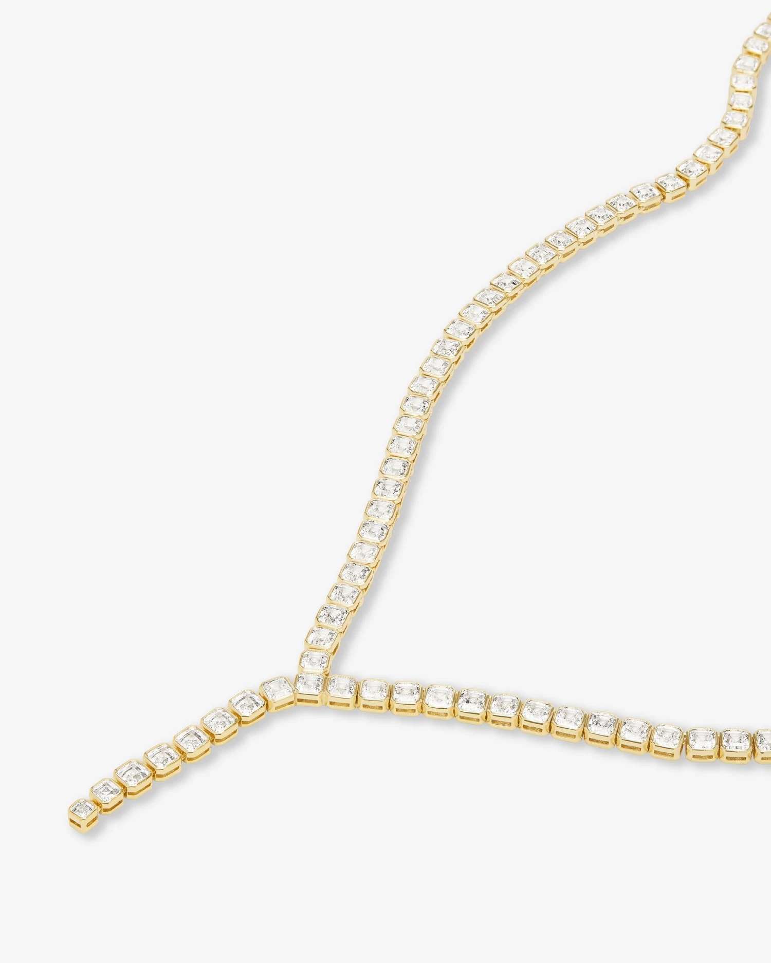 Duchess Lariat Tennis Necklace - Gold|White Diamondettes 6 Duchess Lariat Tennis Necklace - Gold|White Diamondettes - Image 4