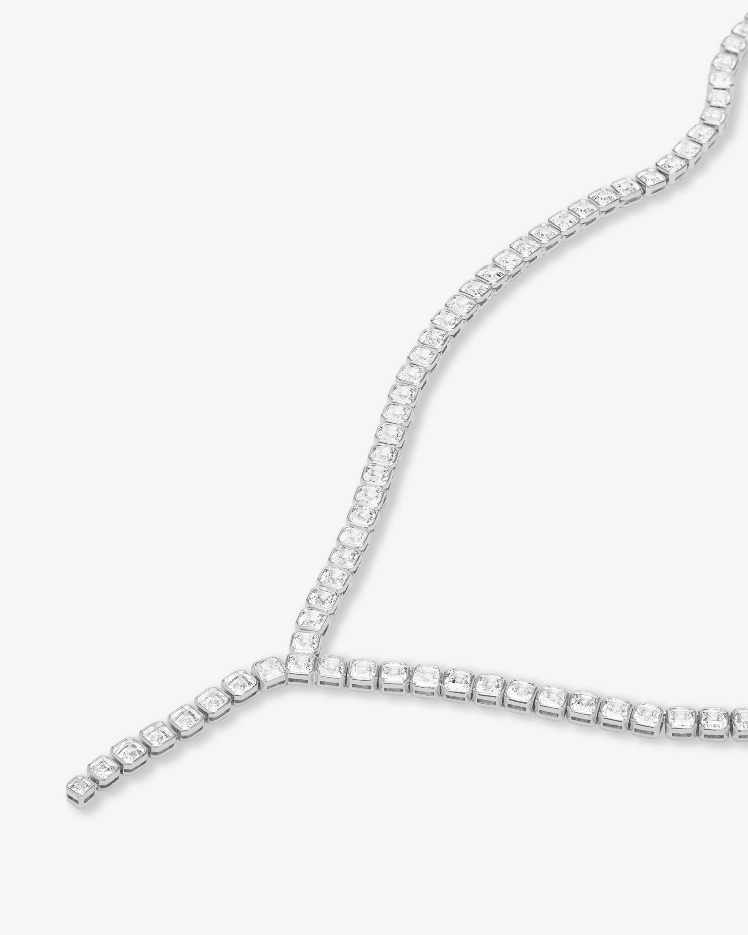 Duchess Lariat Tennis Necklace - Silver|White Diamondettes 6 Duchess Lariat Tennis Necklace - Silver|White Diamondettes - Image 4