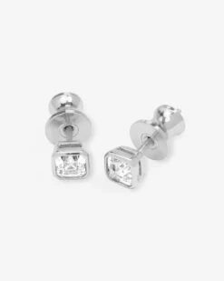 Duchess 4mm Studs - Silver|White Diamondettes -Melinda Maria Duchess 4mm Studs E7098 S WT P V2