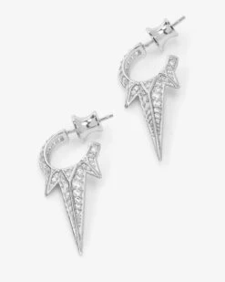 Gabriella Pavé Triple Spike Earrings - Silver|White Diamondettes -Melinda Maria E6098SWTCZ V2 45449691 9226 4a3a a0ba 8cfc32941226